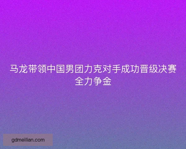 马龙带领中国男团力克对手成功晋级决赛全力争金
