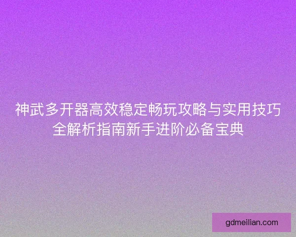 神武多开器高效稳定畅玩攻略与实用技巧全解析指南新手进阶必备宝典